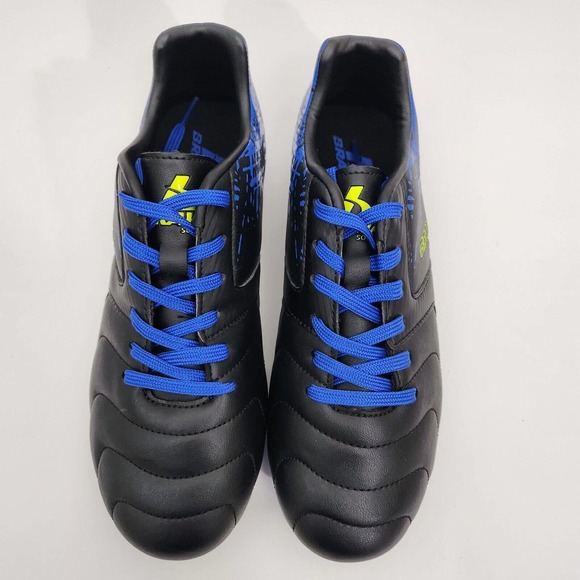 Brava Soccer Futbol Cleats Youth Boys Size 5.5D Blue Black Yellow Lace Up 160464 - Picture 3 of 11